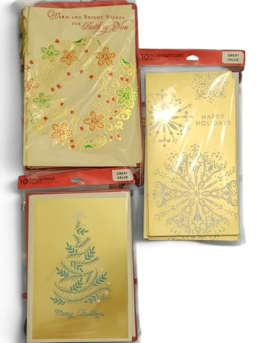 Hallmark Holiday Greeting Card Pack – Gold Christmas Cards 3 Pk Set